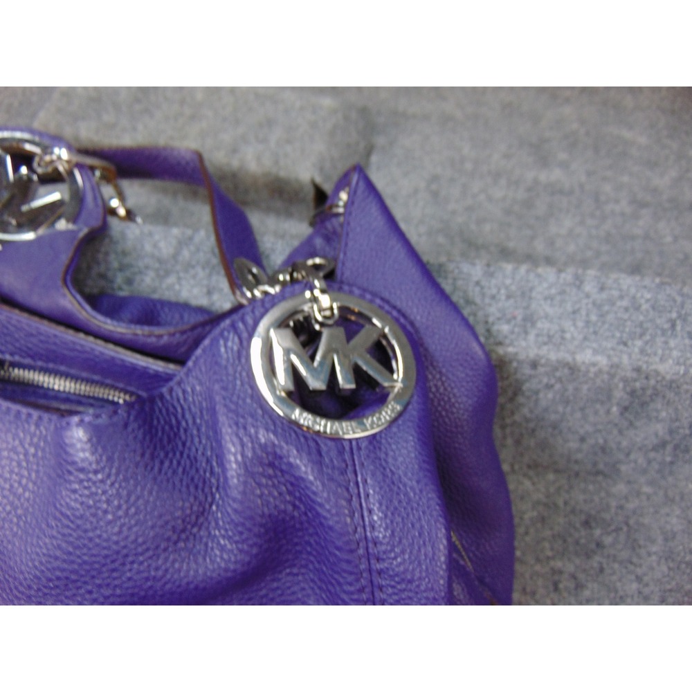 Michael Kors Fulton Large Hobo Purple Pebbled Leather Bag Purse 30H3SFTE3L - Picture 8 of 16